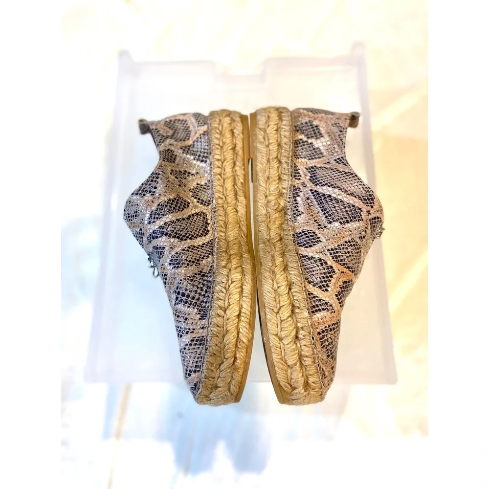 Eric Michael Snakeskin Embossed Leather Espadrille Platform‎ Size 8.5